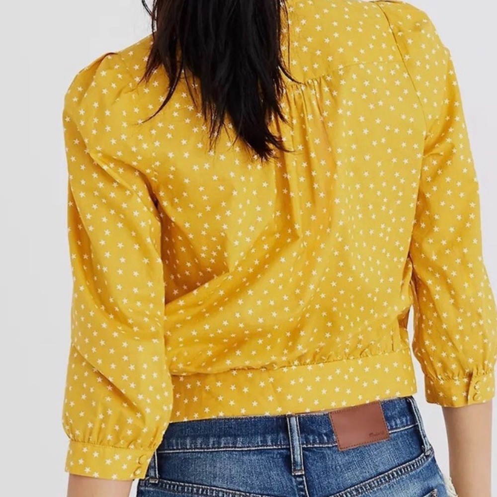 Madewell XL Star Scatter Wrap Top Blouse Golden Yellow - Picture 7 of 8